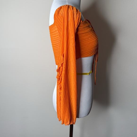 Zara Orange Off Shoulder Crop Top - Picture 6 of 9